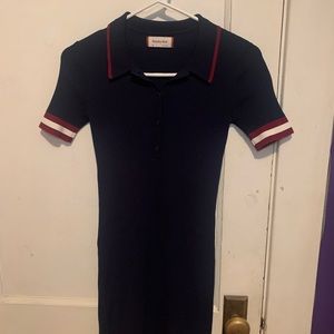 Blue Bodycon dress with Buttons and Collar